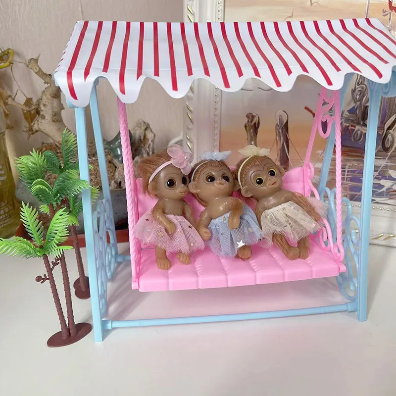 5 Pollici Full-Body Soft Silicone Monkey Palm Toy Palm Monkey Capelli Radicati A Mano Collezione Regalo Per Bambini Giocattolo Reborn