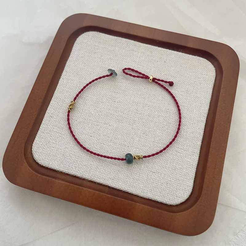 Original Ultra-Fine Hand-Woven Natural a Cargo Jade Lucky Beads Birth Year Titanium Red Rope Hand Strap Bracelet for Women |