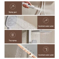 Digital Display Waterfall Shower Set Bathroom Cream Smart Shower Apartment Ambient Light Large Shelf Booster Nozzle 3