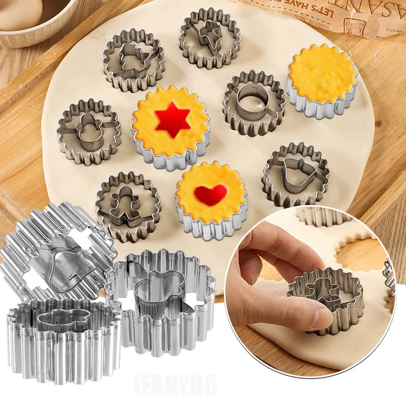 Metal Pastry Cookie Cutter Set Mini Christmas Sandwich Biscuit Baking Molds Xmas Tree Snowflake Gingerbread Shape Cakes Decor cake mold cookie cutters cookie mold