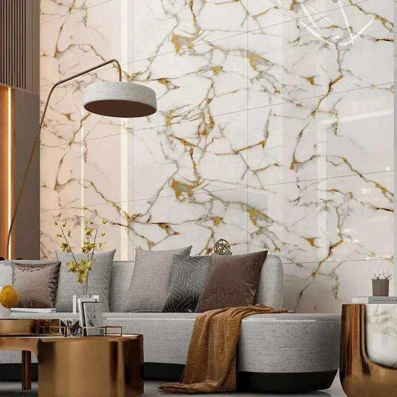 Waterproof Marble Effect Tile Stickers for Bathroom Kitchen Wall