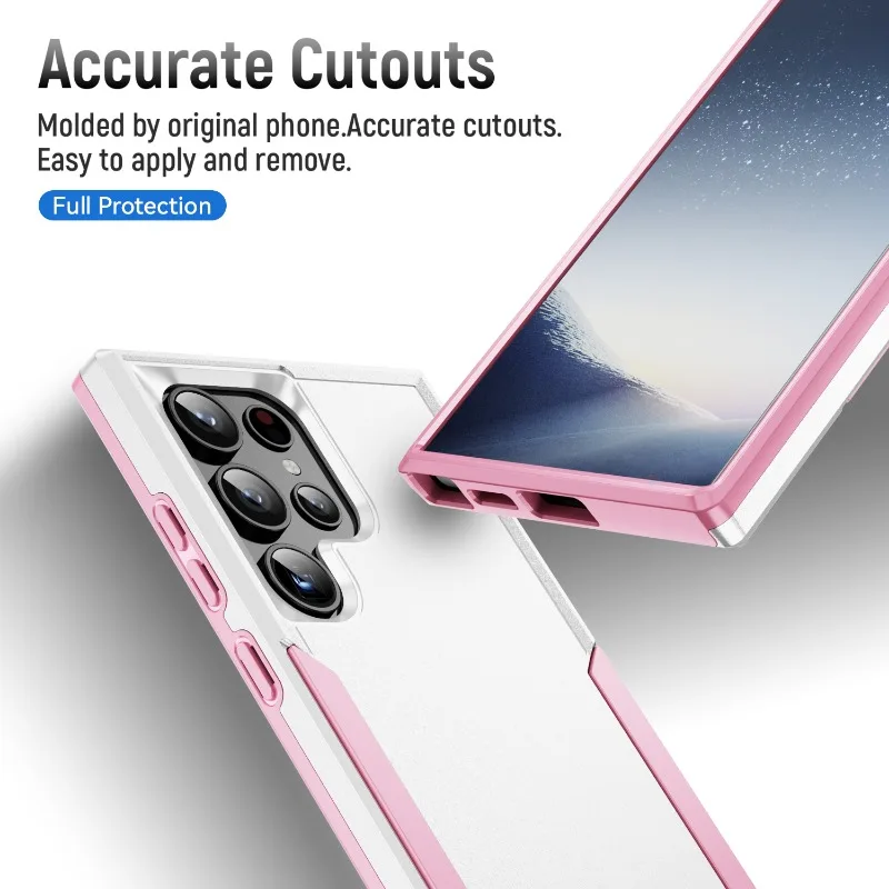 Coque de téléphone portable antichoc de luxe en TPU + PC souple et rigide avec double protection pour Samsung S24 23 22 21Ultra_voghion.com