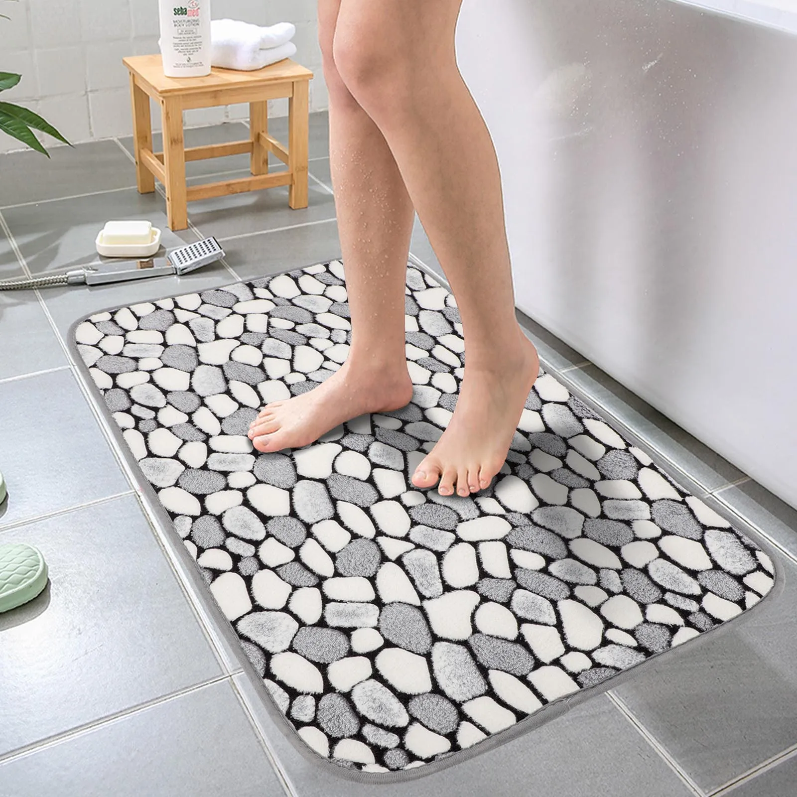 Bathroom Mat Bathtub Side Carpet Non-slip Absorbent Doormat Soft Coral Velvet Offset Printing Accessories | Дом и сад