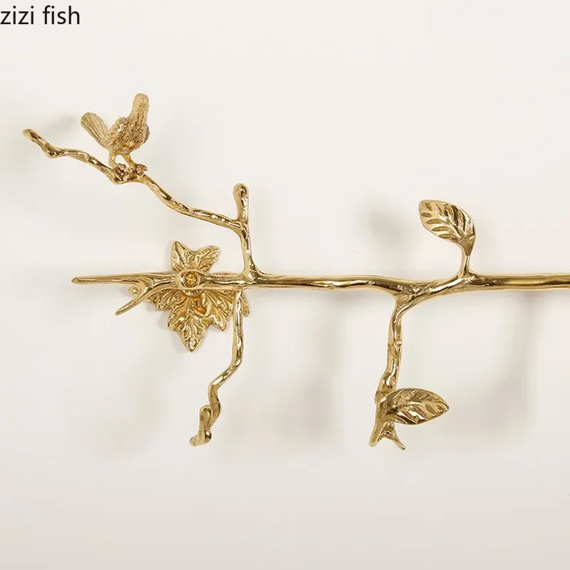 Brass Key Hook Bird Towel Rack Clothes Hat Hooks Hangers 5 Hooks Decorative Hook Towel Bar Hanger Wall-mounted Storage Rack 4