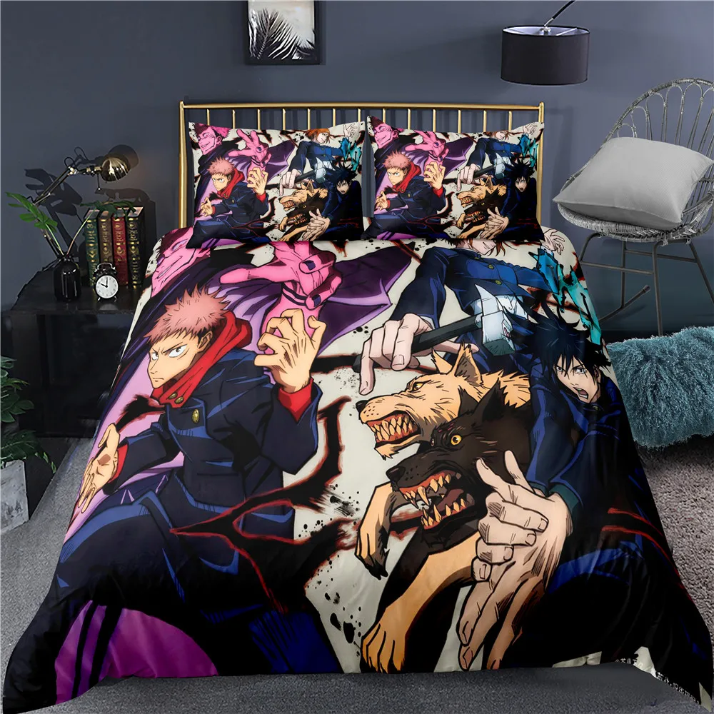 

Jujutsu kaisen bed linen set japan famous anime bed cover sets comforter bed linen twin queen king