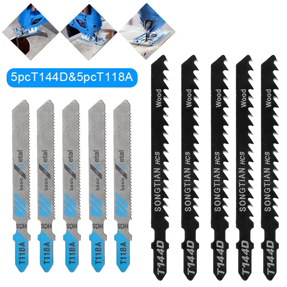 

10Pcs Jigsaw Blades Set Metal Wood Assorted Blades Woodworking T144D+T118A Scroll Saws For Cutting Stainless Steel Plates