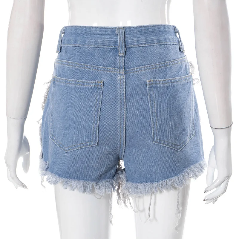 2023 Summer Tassel Denim Shorts Women High Waist Button Fly Slim Hipster Jeans Streetwear Vacation Sexy Y2K Wild Chic Bottoms