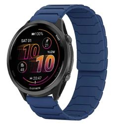 Two-Tone Magnetic Loop Silicone Strap Bracelet, 20/22mm Band for 1pcs 22MM (Blue)