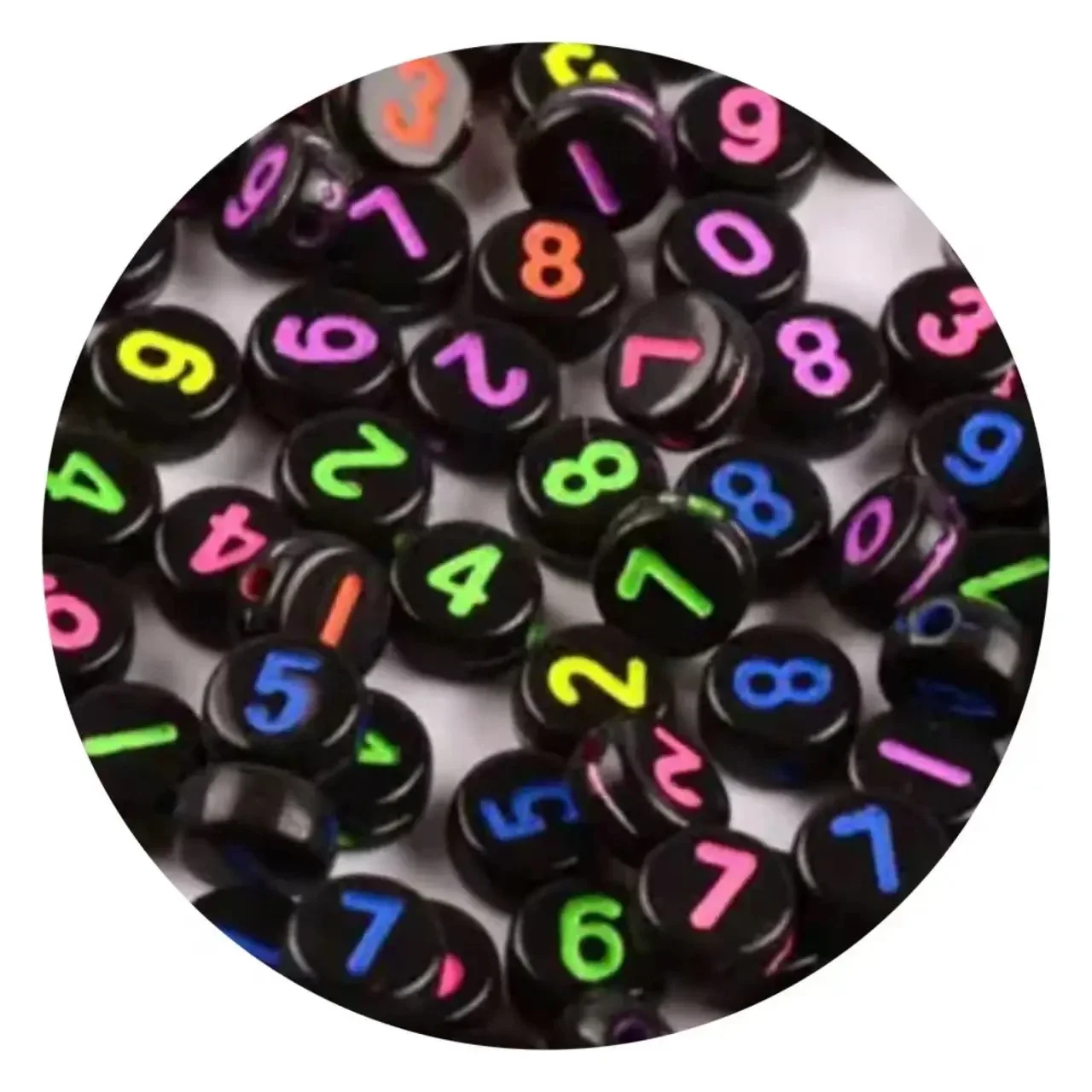 100-500 piezas de cuentas acrílicas con números, redondas, planas, sueltas, espaciadoras digitales para hacer joyas, accesorios para pulseras y collares