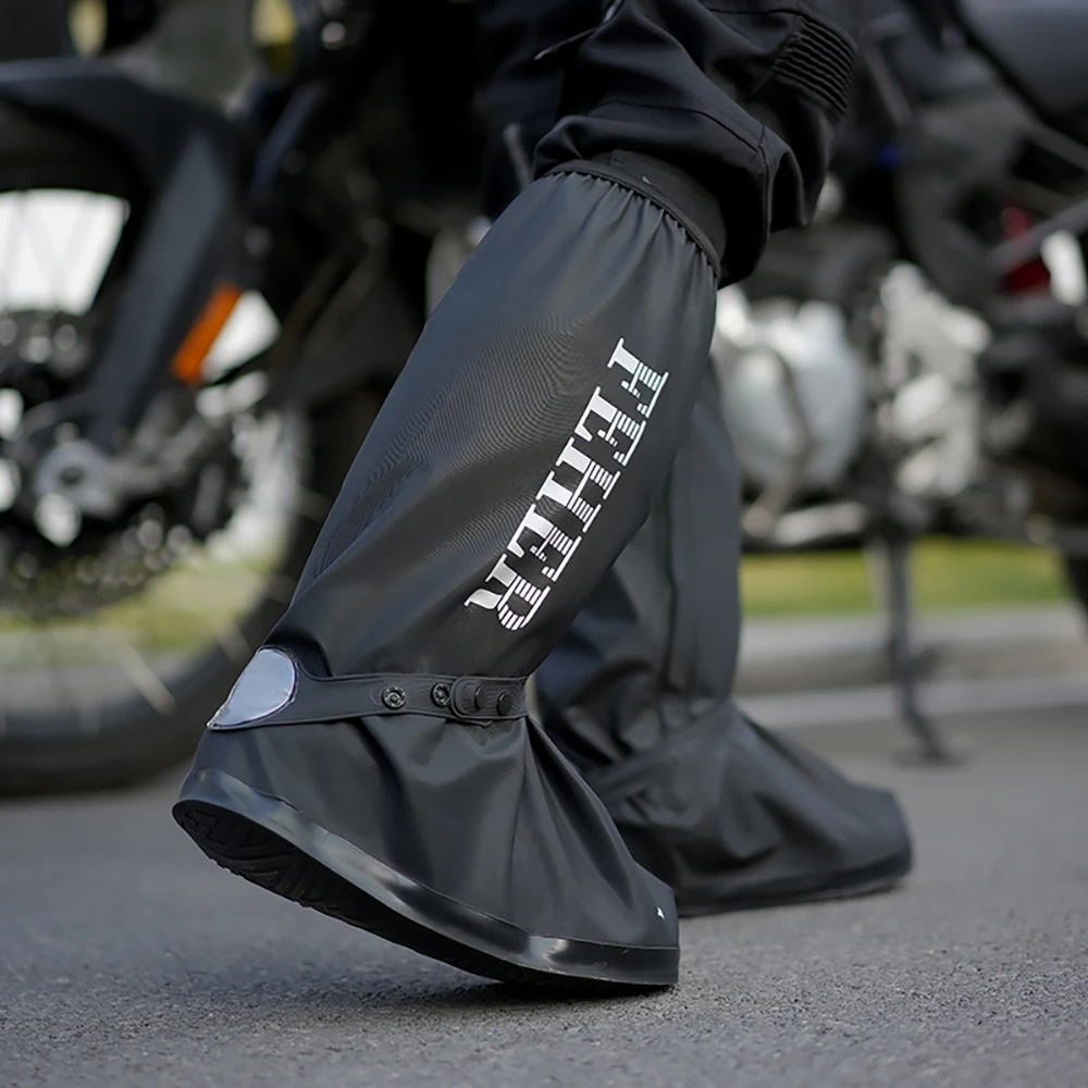 Motorcycle Shoe Cover High Tube Motorbike Rain Waterproof Reusable Cycling Bike Boot Reflective Rainproof