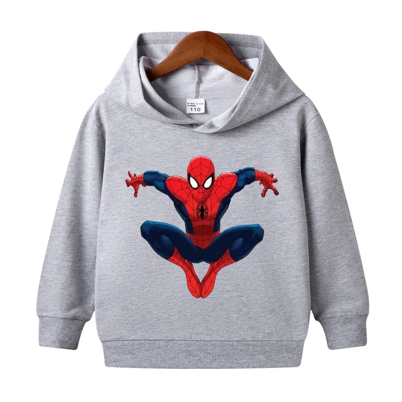 Kids Boys Girls Marvel Hooded Sweater 2021 New Autumn Spring Baby Spiderman Tops Loose Boys Shirt Clothing 1-8Y children's hooded tops