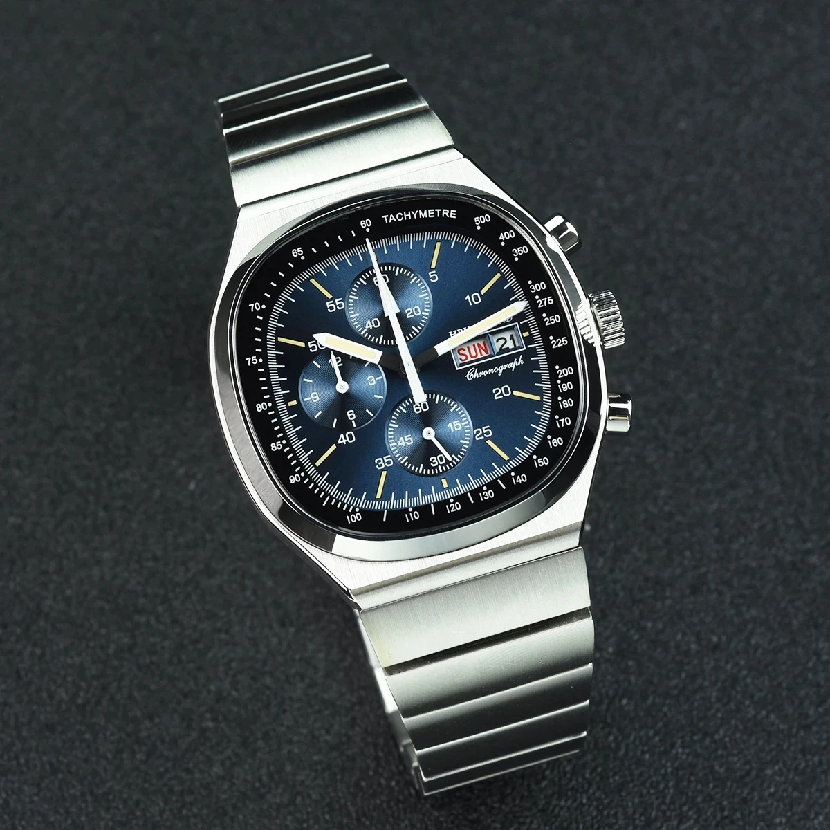 Hruodland 2024 New Quartz Chronograph Men Watches Sapphire Glass Blue Black Stainless Steel Fashion Waterproof Watches for men