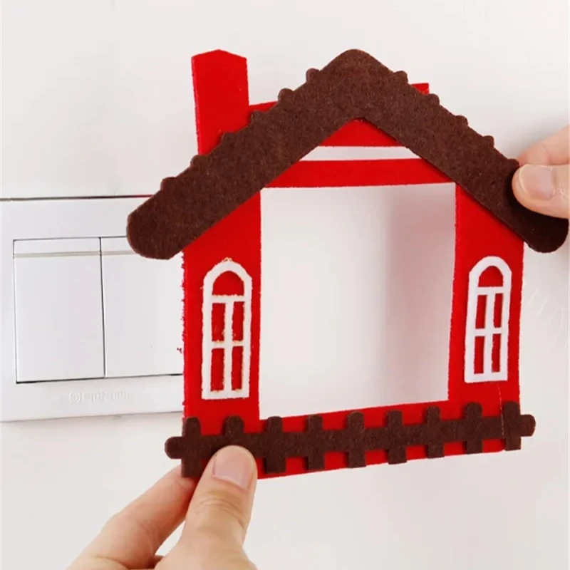 Cute Cartoon Felt Hollow-out Switching Sticker Creative Home Decoration Wall Decals Affixed Hollow Switch Socket Dustproof Decor