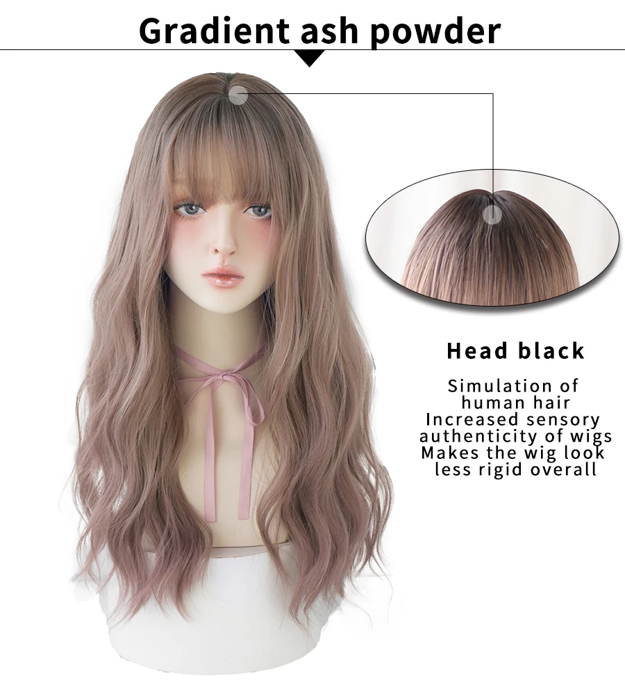 7JHH WIGS Blue Deep Wave Wig With Bangs For Women Long Omber Brown Hair Layered Heat Resistant Cosplay Party Synthetic Wig 7JHH WIGS Blue Deep Wave Wig With Bangs For Women Long Omber Brown Hair Layered Heat Resistant Cosplay Party Synthetic Wig