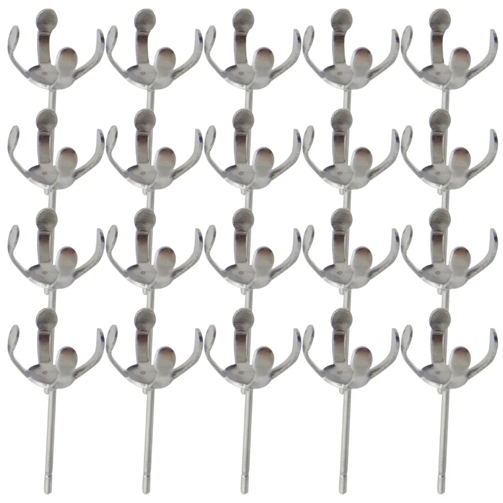 20 Pcs 진주 홀더 액세서리 귀걸이 결과 보석 만들기 Diy 클로 귀걸이 포스트 스터드 용품