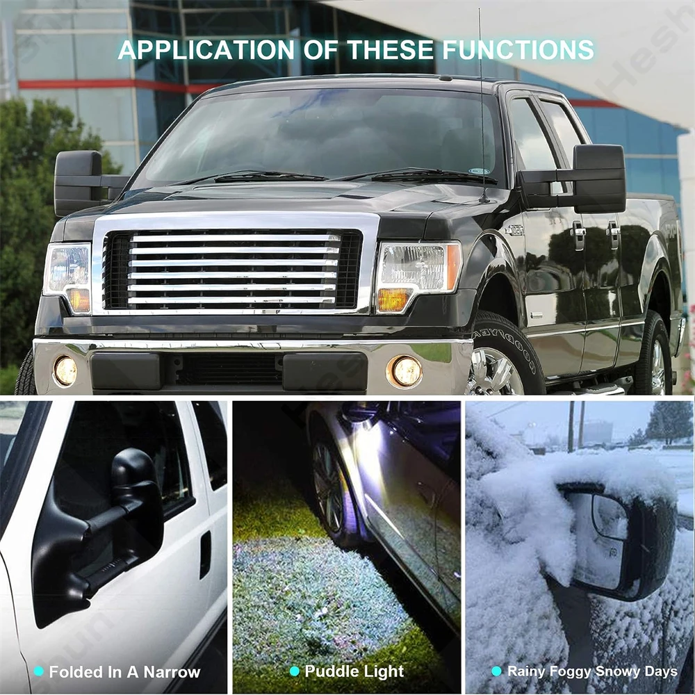 포드 F-150 F150 랩터 2004-2006 2007 2008 2009 2012 2013 2014 쌍 견인 거울, 확장형 견인 거울 LED 사이드 미러