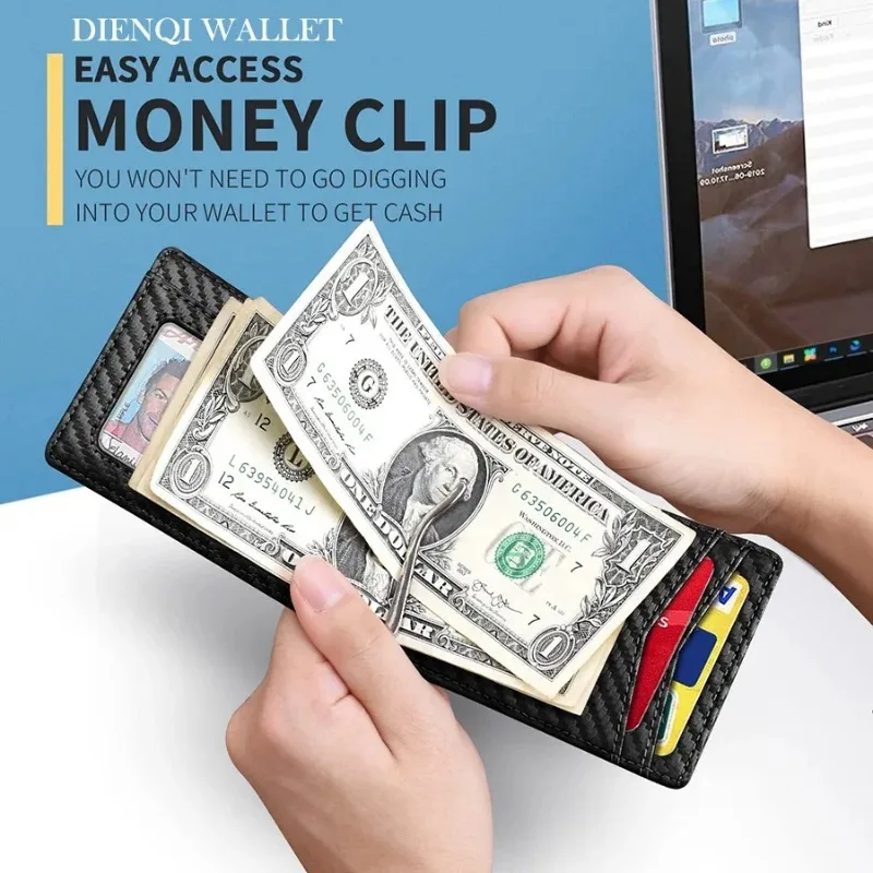 Synthetic Leather Slim Smart Wallet for Men Credit Card Holder Money Clip RFID Blocking Men Thin Bifold Wallet Money Bag synthetic leather wallet