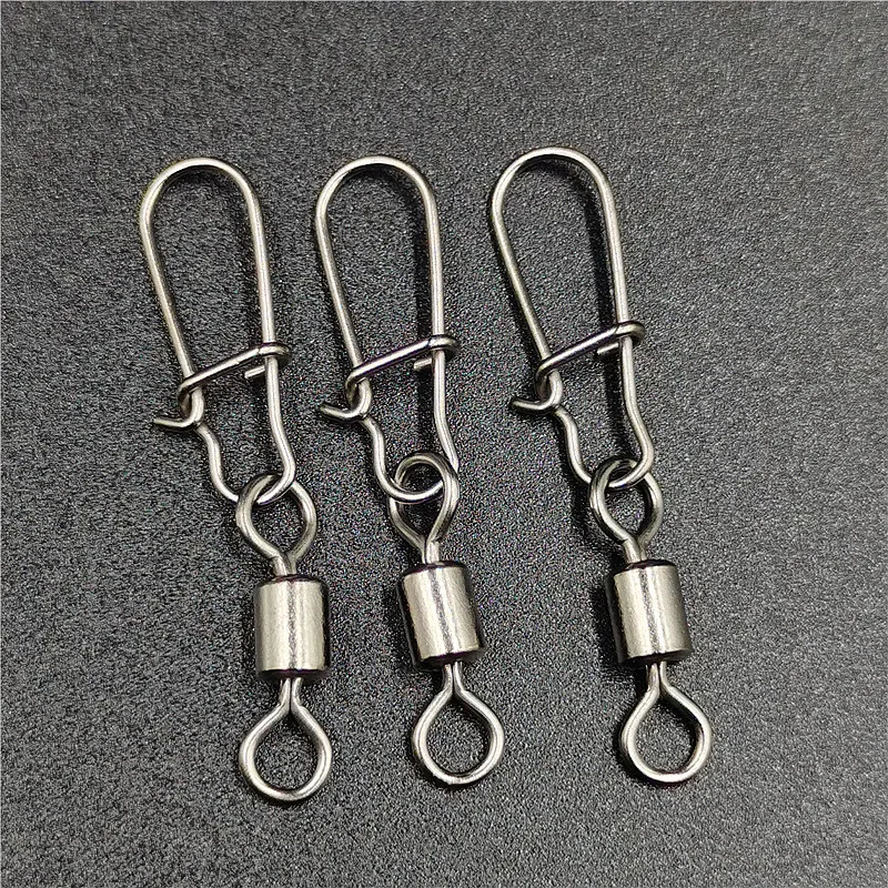 Fishing Connector 50pcs/lot 2# 4# 6# 8# 10# Pin Bearing Rolling Swivel Stainless Steel with Snap Fishhook Lure Tackle