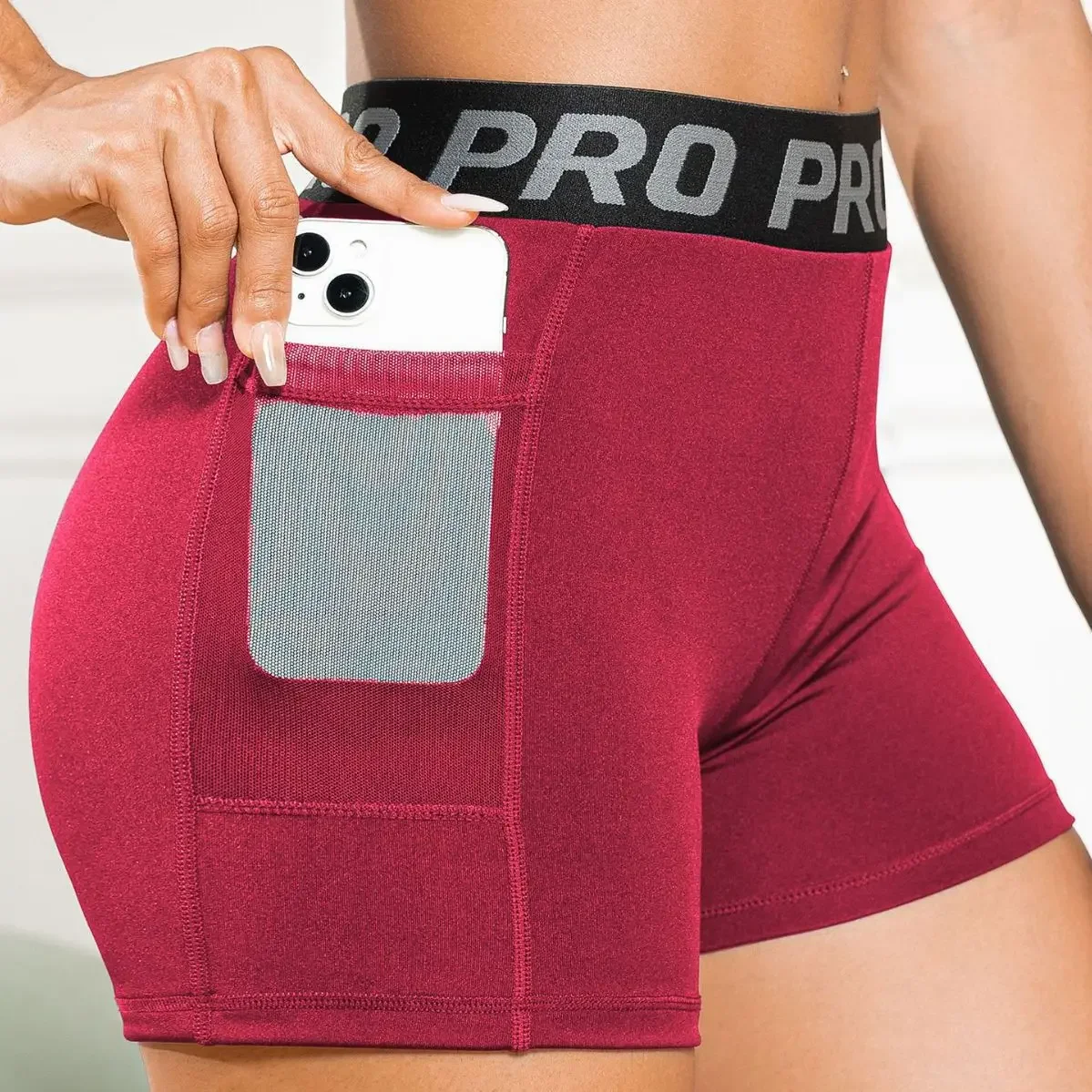 Summer Yoga Sports Workout Shorts Pants Female Mesh with Pocket Women's Shorts Gym Leggings Fitness Leggings for Women