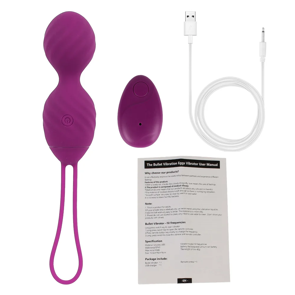 Oeuf vibrant sans fil avec télécommande, exercice de serrage, vibrateur pour point G, 10 modes, boule de Kegel, sex shop Kege Ba_voghion.com