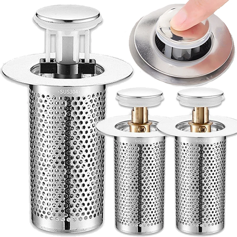 Sink Drain Strainer 4-Pack Kitchen Sink Strainers - Stainless Steel Drain Filters With Large Basket Sink Stopper