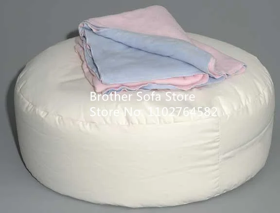 Beige color OEM/ODM Eco-Friendly round Genuine polyester oxford Filling Footstool Ottoman Pouf Cover