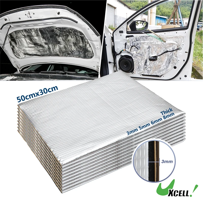 UXCELL Car Sound Deadening Mat 25x18cm 50x30cm 40x20cm Aluminum Foil Foam Heat Shield Soundproofing Insulator for Car Door Hood