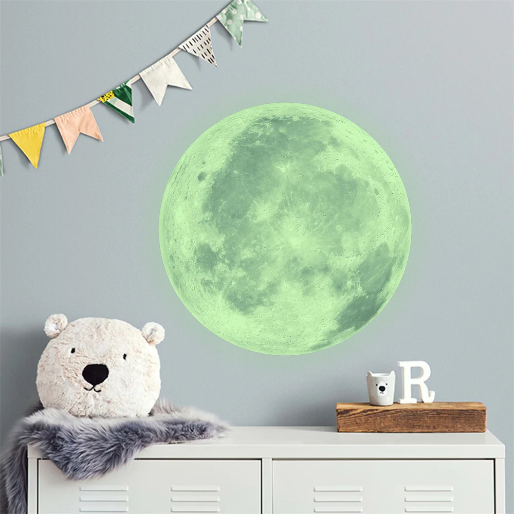 Moon Luminous Sticker Bedroom Self Adhesive Glow In Dark Sticker Wall Waterproof Decals 20cm 1pc