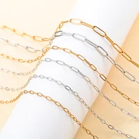 Polished Paper Clip Chain 2.5/2.7/4mm Stainless Steel Necklace Trendy Layering Choker Waterproof Jewelry Men And Women 2