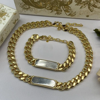 Light luxury and high-end collarbone chain, classic new gold trendy bracelet set 1