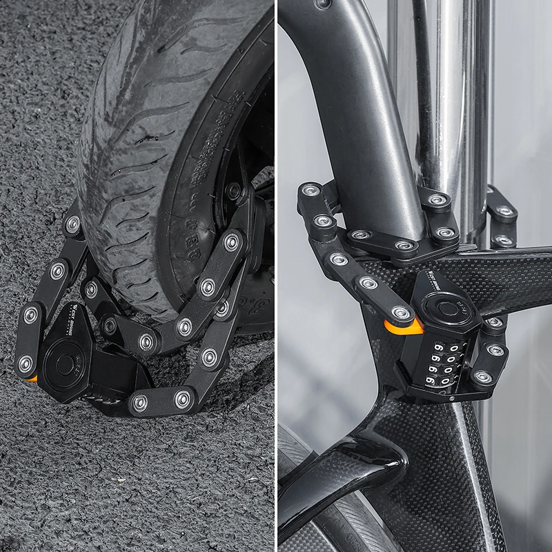 Lucchetto Pieghevole Portatile WEST BIKING per Bicicletta, Codice a 3 Tasti/4 Cifre, Antifurto Rinforzato per Bici, Moto, Scooter Elettrico - immagine 6