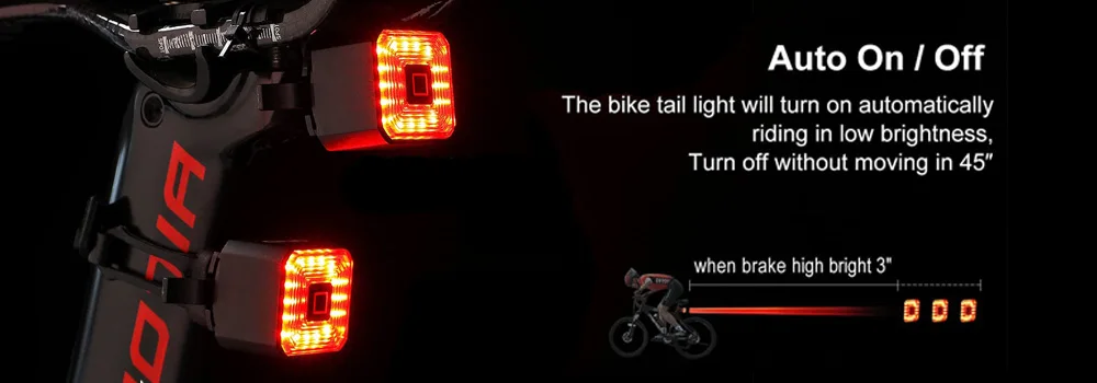 X-Tiger จักรยานด้านหลัง IPx6กันน้ำ LED ชาร์จสมาร์ทจักรยานเบรคอัตโนมัติ Sensing Light อุปกรณ์เสริมจักรยานไฟท้าย