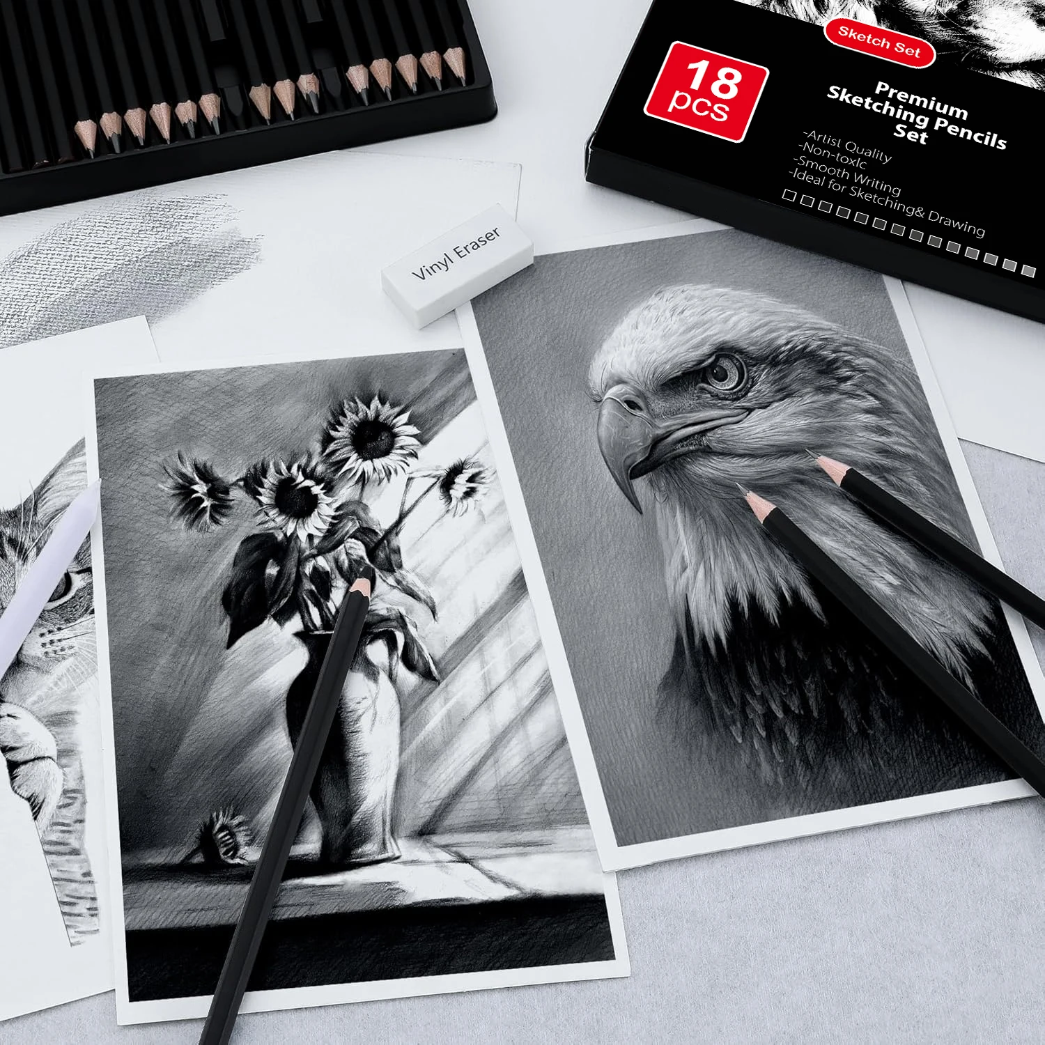 스케치 및 드로잉 연필 14-38개, 미술용품 드로잉 연필 키트, 흑연 숯 전문가용 연필 세트, 성인 예술가용
