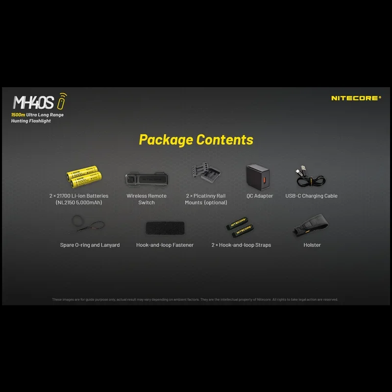 NITECORE 충전식 손전등, 1500 루멘, MH40S