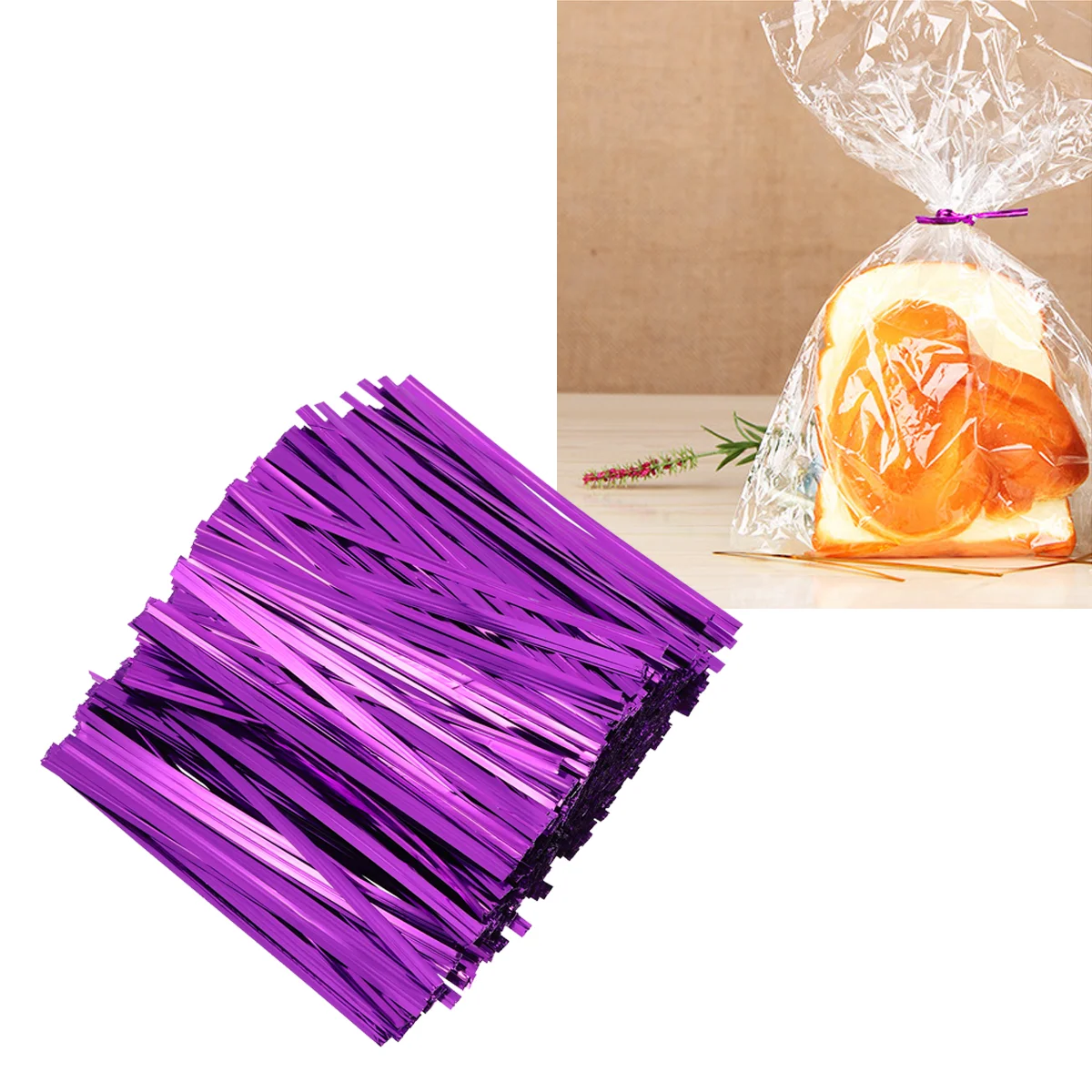 800pcs Metallic Ties for Candy Bread Bags Snack Party Supplies Plastic Iron Wire Easy Tie Untie Gifts Packaging