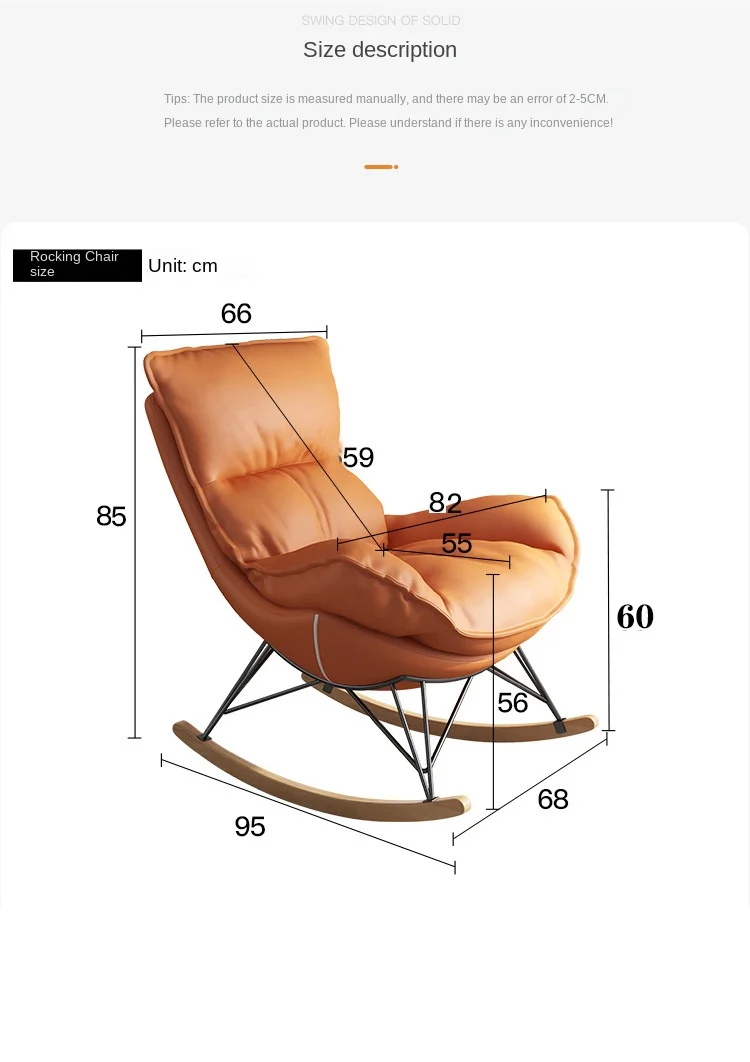 Description Picture 2 of itemHome Lazy Living Room Chairs Sofa Nordic Style Leisure Rocking Chair Recliner Luxury Living Room Balcony Single Luxury Furniture