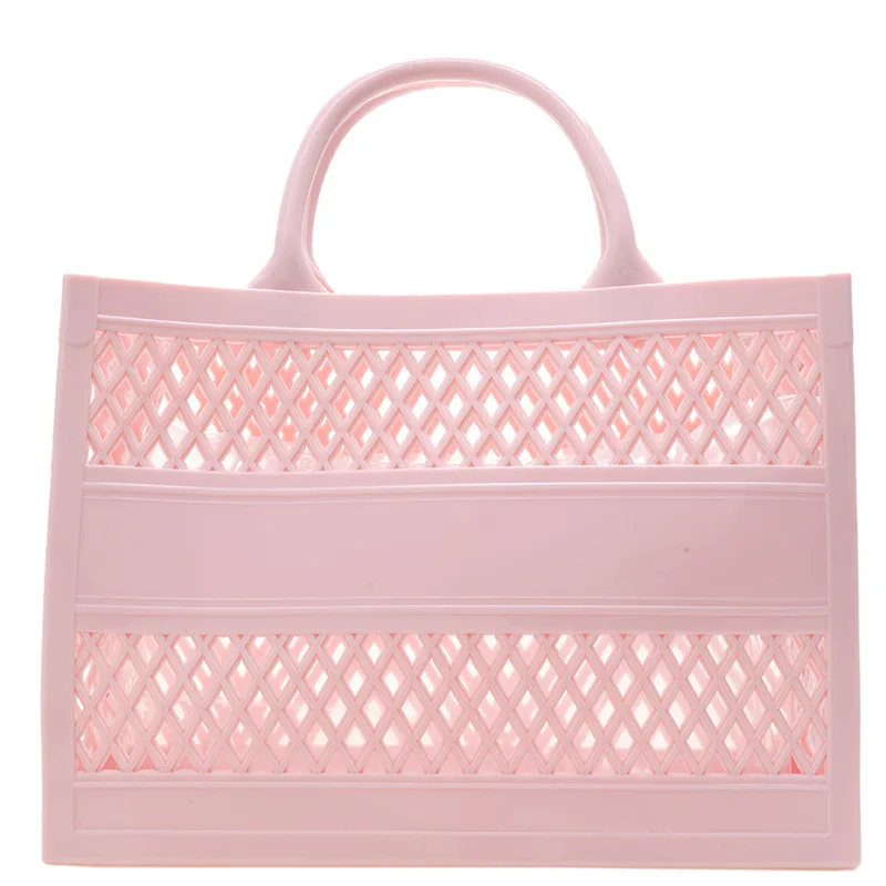 Chic Mesh Beach Tote - Stylish Clear Handbag and Travel Accessory
