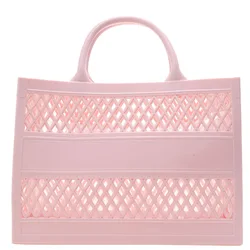 Chic Mesh Beach Tote - Stylish Clear Handbag and Travel Accessory (LightPink)