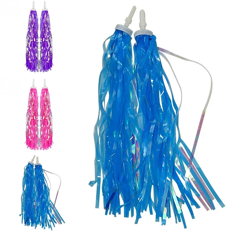 Bicycle Handlebar Bike Accessory Children Bicycle Handlebar Tassels Decoration For Cycling Tricycle Scooter Handlebar Streamers Tassels 3 Colors 2Pcs