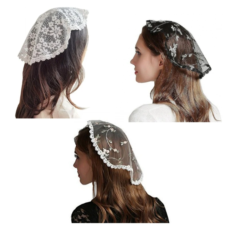 

Фата для девочек, кружевная вуаль, покрывало на голову, свадебные аксессуары для волос, белая свадебная вуаль, платок, кружевная