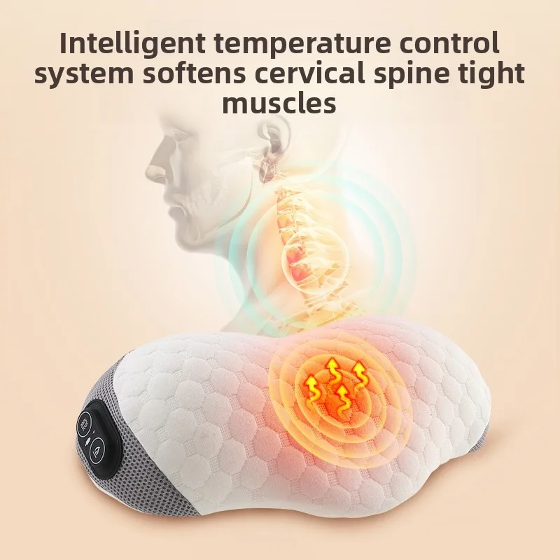 Professional Memory Massage Pillow 135° Cervical Traction Heating Vibration Therapy Breathable Cotton for Neck Back Pain Relief