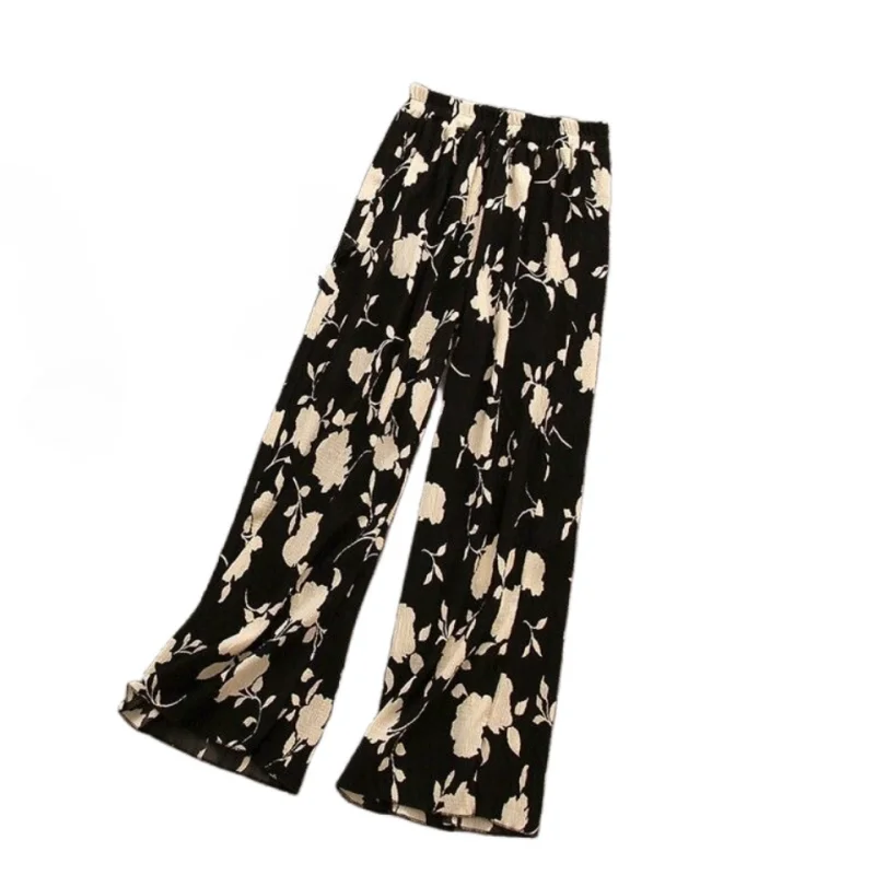 Large Size Women's Summer Set 2024 New Slimming and Floral Suspender Loose Wide Leg Pants Fashionable Two-piece Set for Women