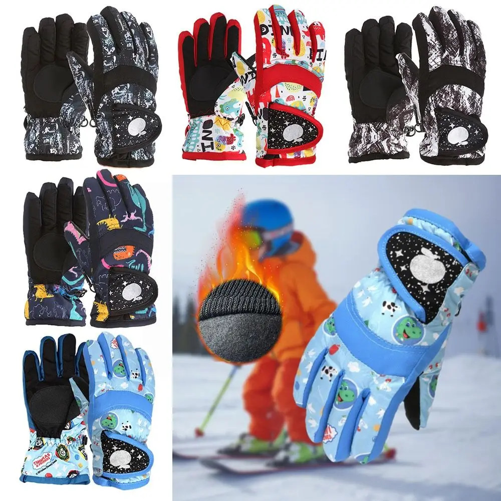 

Winter Warm Snow Ski Gloves Cute Waterproof Cold-proof Snowboard Gloves Thick Cartoon Sports Mittens Kids