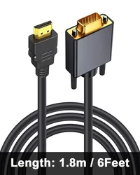 1.8M Unidirectional HDMI to VGA Converter Cable for Displays and Projectors (HD to VGA Male)
