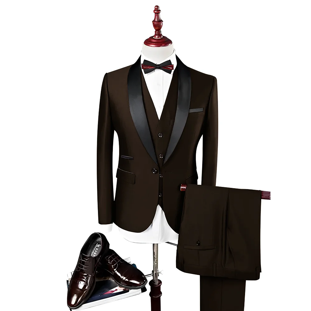 Silver Men's Suit 3 Piece Set Wedding Groom Tuxedo High Quality Men's Suit Elegant XS-5XL