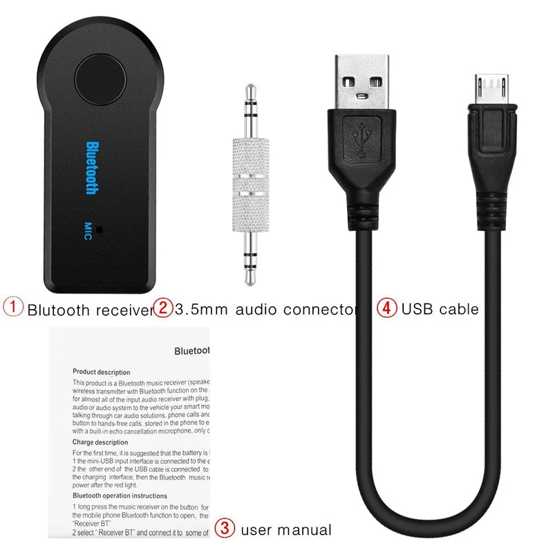 AUX Car Bluetooth Receiver,3.5mm Socket  5.0 Wireless Bluetooth Adapter,Audio Converter Mobile Phone Hands-Free Stereo