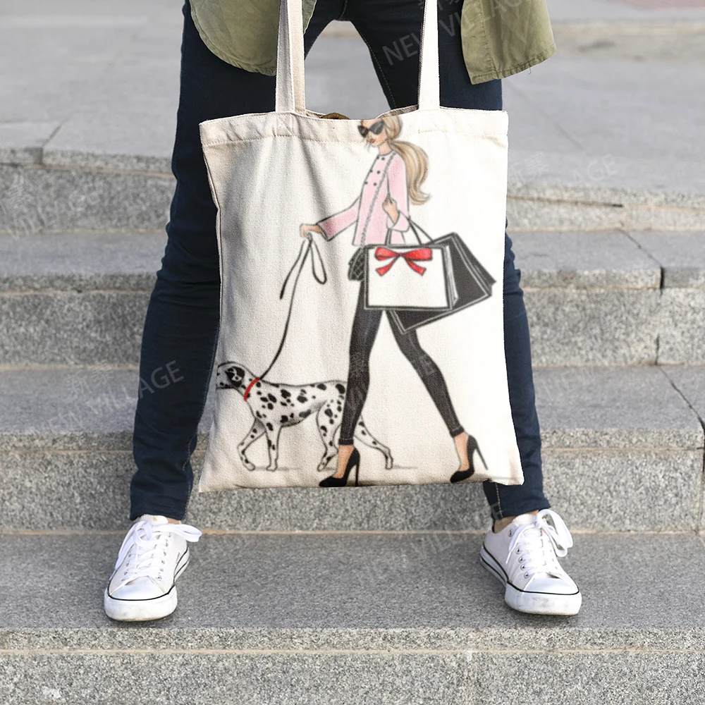 Canvas shoulder bag organization storage Handbags cosmetics travel Women's bag Shopping Fabric pouch nordic boho Customizable 2