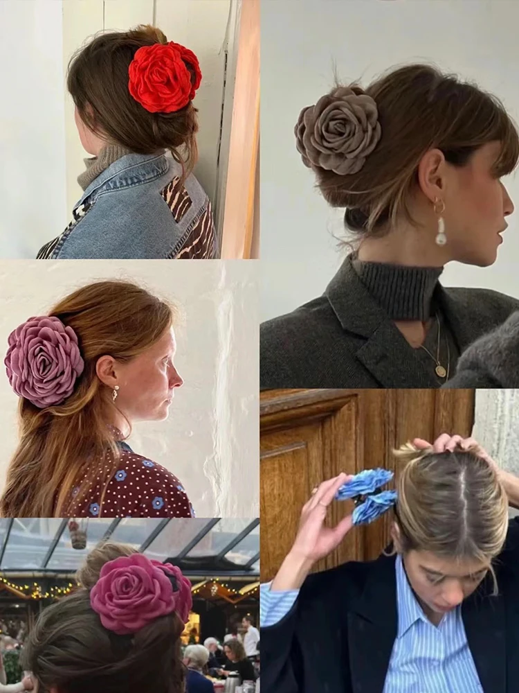 Peri'sBox French Vintage Rose Hairpin Women Advanced Temperament Backward Shark Hairpin Headwear Sweet Personalized Accessorie hair comb jewelry accessories hair accessory hair clip hair headdress bridal headwear pearl hairpins hair band crown