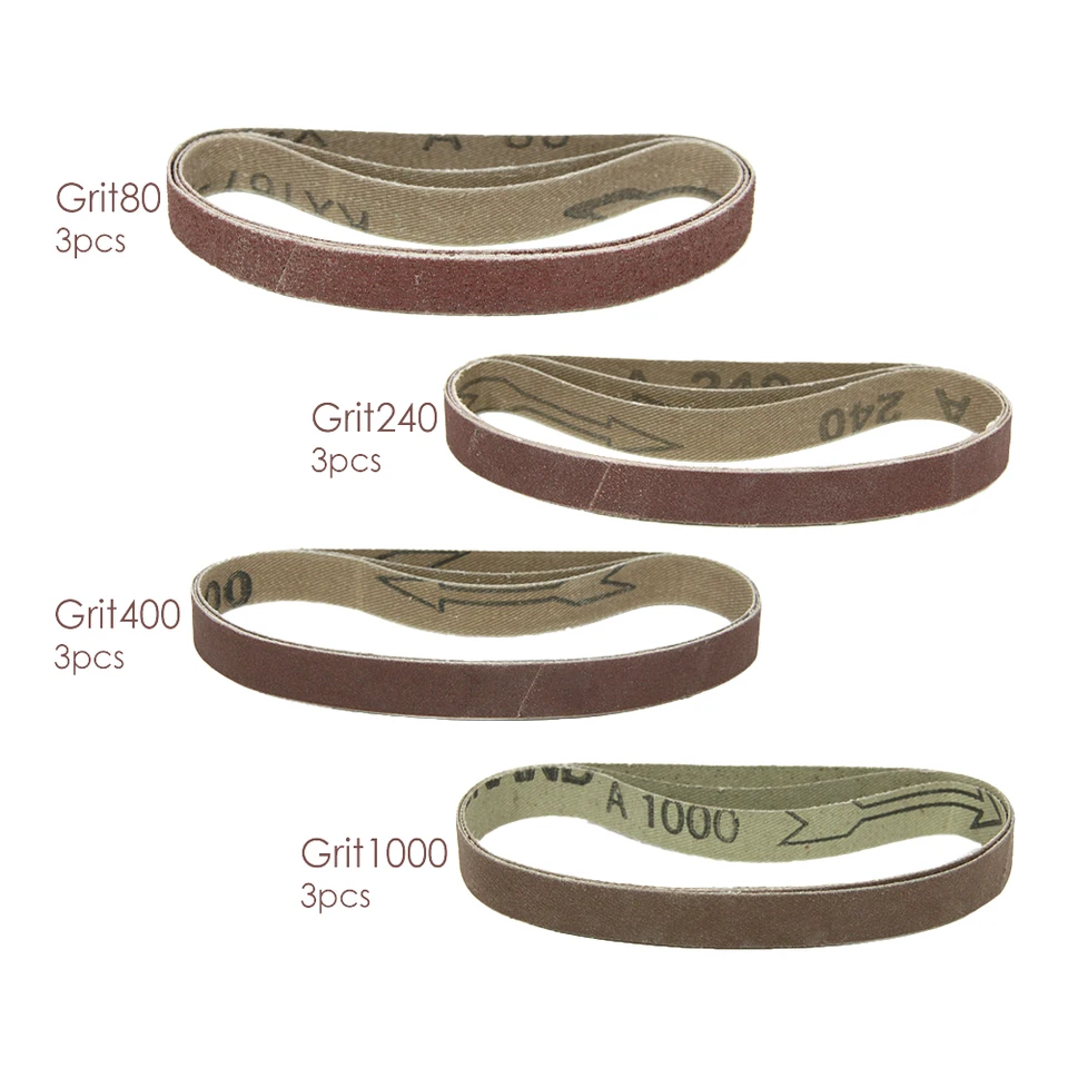 QUARKZMAN Schleifbänder 13x305mm - 10 Stück 320er Körnung Aluminiumoxid