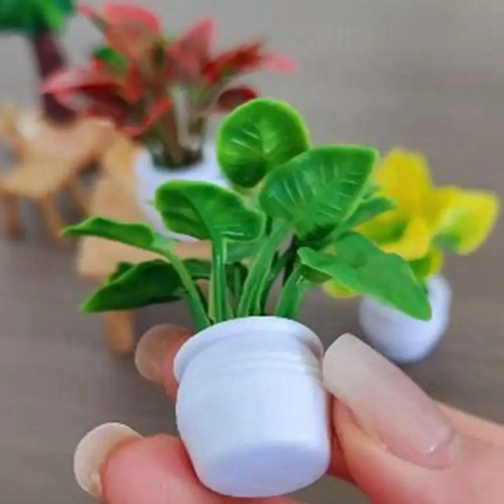 Miniature Dollhouse Decorative Green Luo Plant in Vase - Outdoor Floral Accent